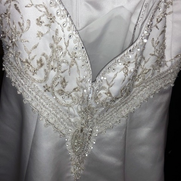 Mary's Wedding Gown BeJeweled Halter Satin & Train - Picture 6 of 7
